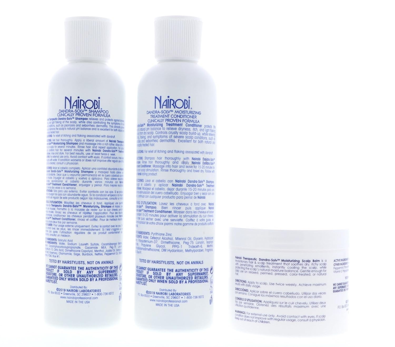 Nairobi Dandra-Solv Moisturizing Shampoo & Conditioner 8Oz & Scalp Balm "Set" : Beauty & Personal Care