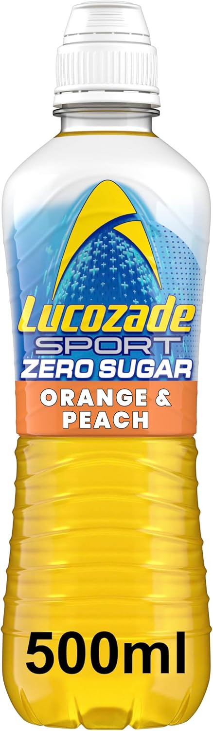Lucozade Sport Zero Sugar - Orange & Peach 12X500Ml | Sugar Free Sports Drink, With Vitamin B3 And Electrolyte | Zero Sugar | Only 4 Calories Per Serving | Still | Made With Natural Flavours