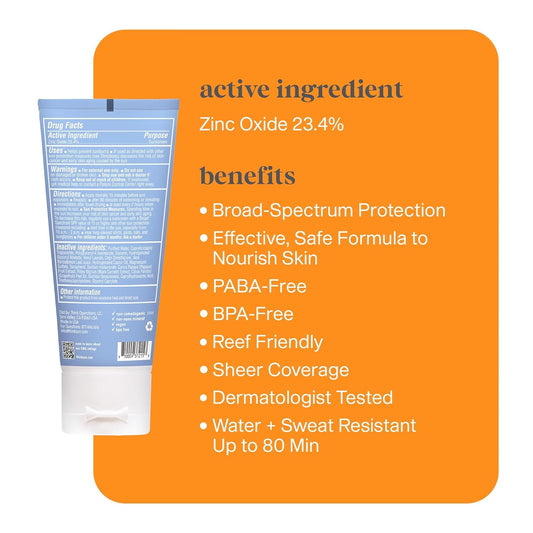 THINKSPORT Clear Zinc Face Sunscreen SPF 50, 2 FZ