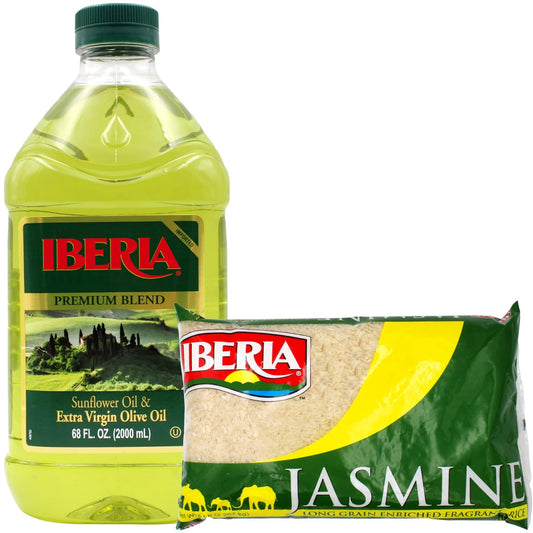 Iberia Sunflower and Extra Virgin Oil Blend, 2L + Iberia Jasmine Rice, 5lb. : Everything Else