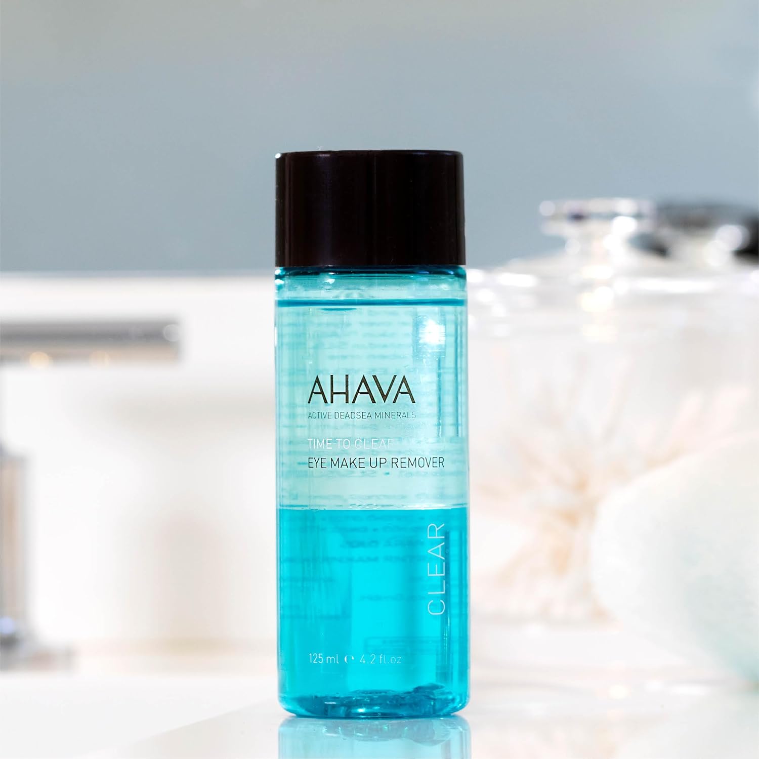 Ahava Time To Clear Eye Make-Up Remover - Bi-Phased Makeup Remover, Lifts Away Waterproof Eye Makeup, Not Leaves Sticky Residue, Leaves The Eye Area Tender & Smooth, With Exclusive Osmoter, 4.2 Fl.Oz : Beauty & Personal Care