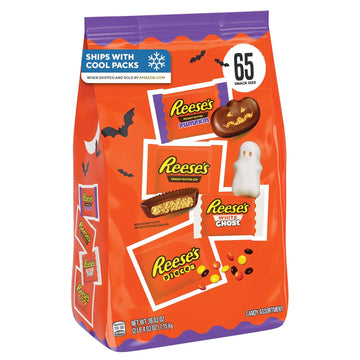 Reese'S Assorted Flavored Snack Size, Halloween Candy Bulk Bag, 36.03 Oz (65 Pieces)