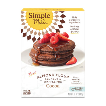 Simple Mills Cocoa Pancake and Waffle Mix, Just add Water, Gluten Free, Paleo Friendly, Breakfast, 10 oz (1 pack)