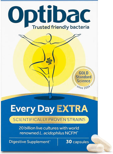 Optibac Probiotics Every Day Extra - High Strength Vegan Digestive Probiotic Supplement With 20 Billion Bacterial Cultures - 90 Capsules