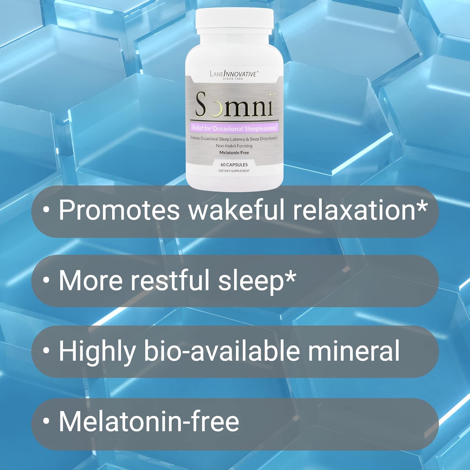 Lane Innovative - Somni, Sleep Aid Supplement, Promotes Relaxation & Balance, Helps Combat Occasional Stress, Rich in Essential Vitamins & Herbal Extracts, Supports More Restful Sleep (20 Servings) : Health & Household