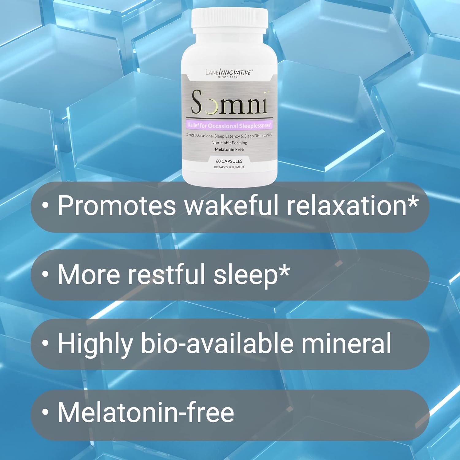 Lane Innovative - Somni, Sleep Aid Supplement, Promotes Relaxation & Balance, Helps Combat Occasional Stress, Rich in Essential Vitamins & Herbal Extracts, Supports More Restful Sleep (20 Servings)