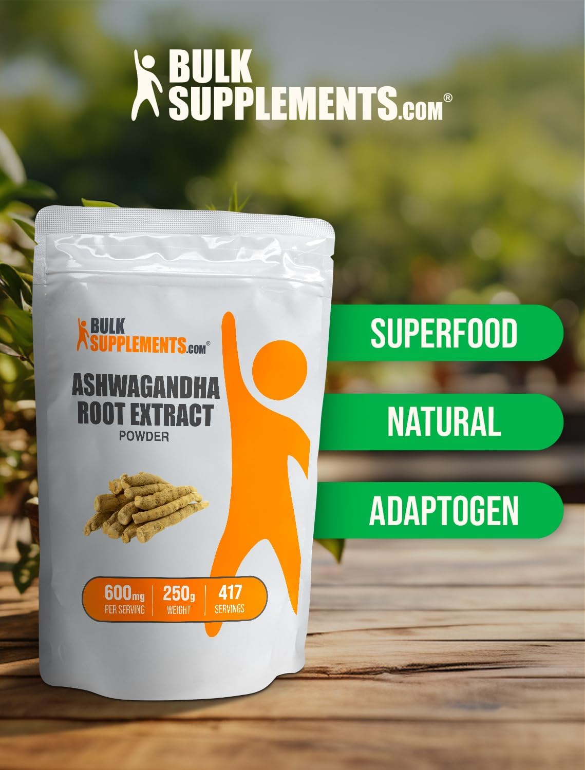 BULKSUPPLEMENTS.COM Ashwagandha Root Extract Powder - Ashwagandha Supplement, Ashwagandha Powder - from Ashwagandha Root - Vegan & Gluten Free, 600mg per Serving, 250g (8.8 oz) (Pack of 1) : Health & Household