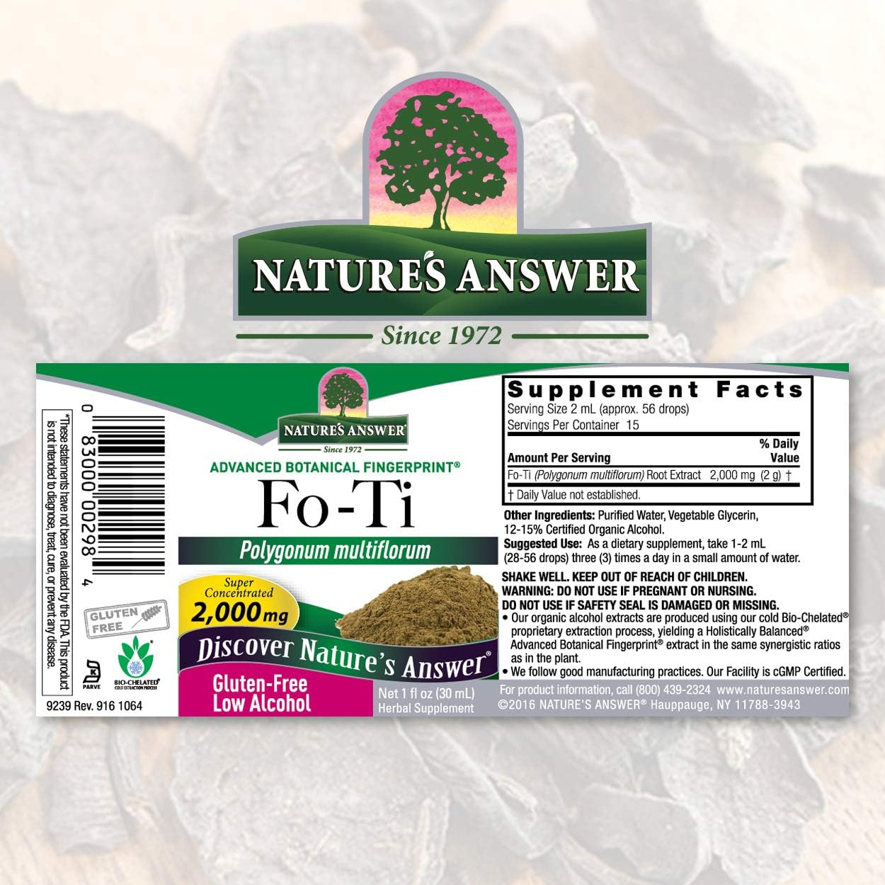 Nature's Answer Fo-Ti Liq Extract 1   | Promotes Healthy Hair, Skin and Nails | Natural Sleep Aid | Anti Inammatory | Natural Immune Booster