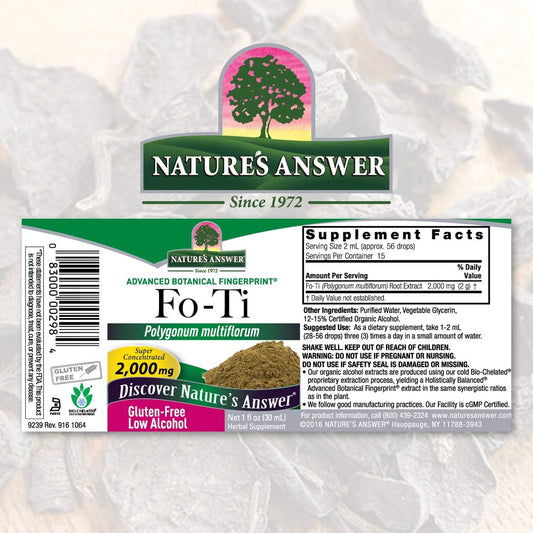 Nature's Answer Fo-Ti Liq Extract 1   | Promotes Healthy Hair, Skin and Nails | Natural Sleep Aid | Anti Inammatory | Natural Immune Booster