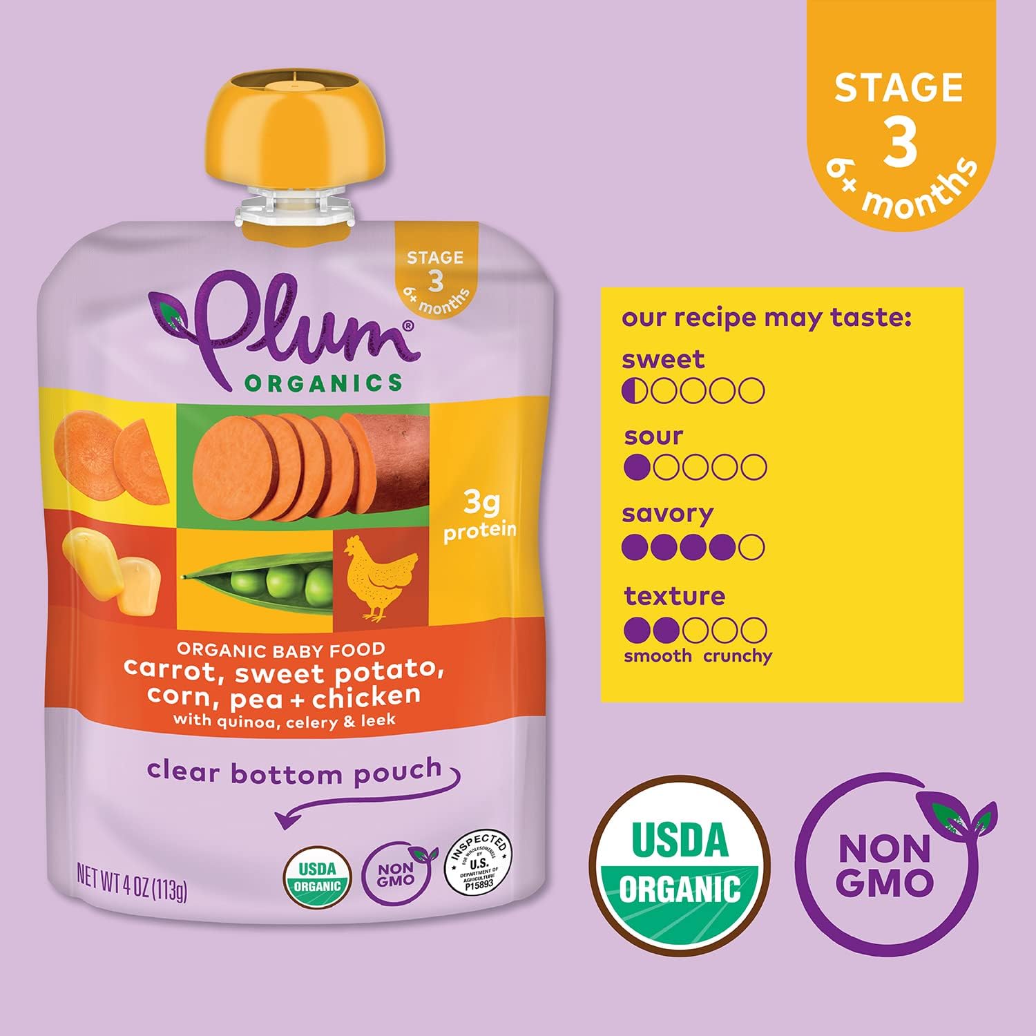 Plum Organics Baby Food with Quinoa and leek , 4 Oz Pouch Packaging May Vary : Baby Food Dinners : Everything Else