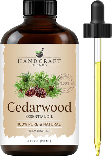Handcraft Blends Cedarwood Essential Oil - Huge 4 Fl Oz - 100% Pure And Natural - Premium Grade With Glass Dropper
