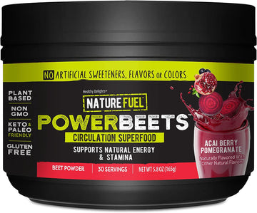 Healthy Delights Nature Fuel Power Beets - Super Concentrated Non-GMO Beet Juice Powder for Boost Energy - Delicious Acai Berry Pomegranate Flavor - 30 Servings - Pantry Friendly