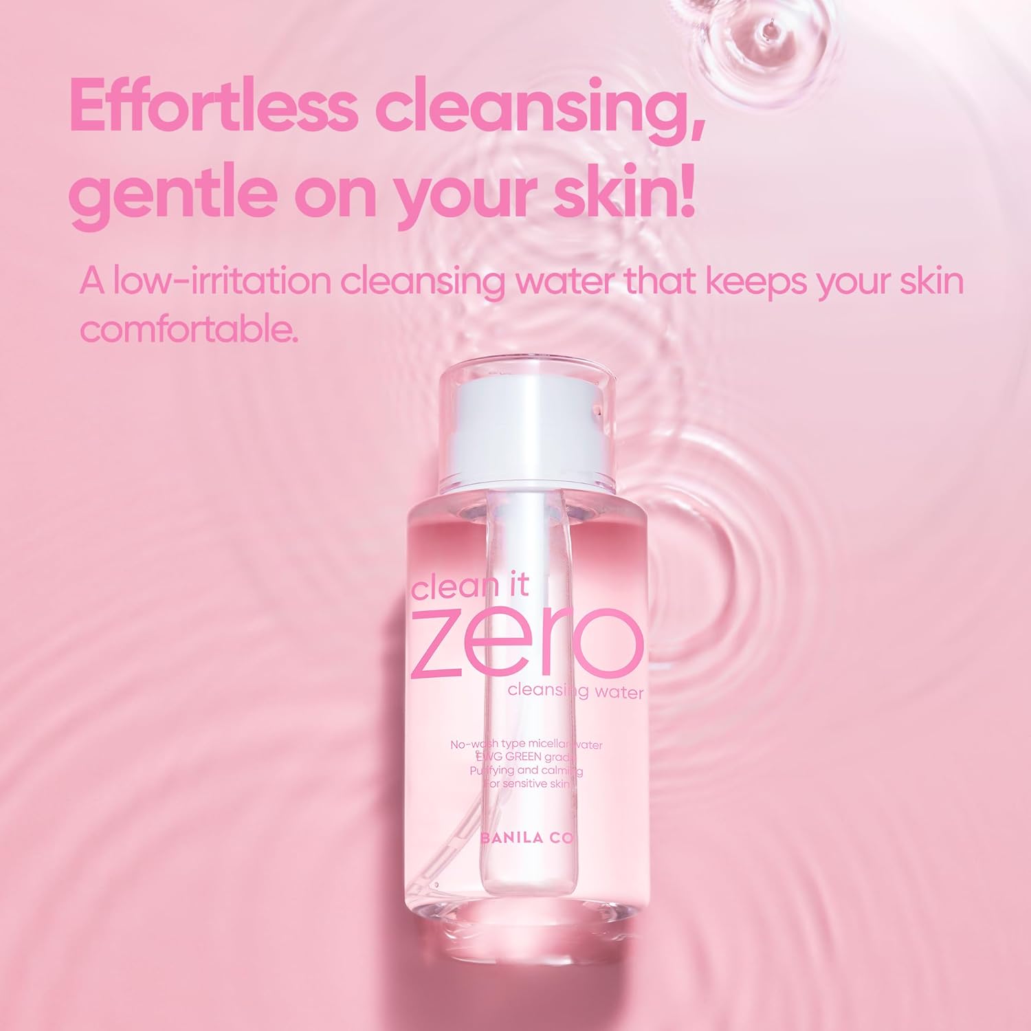 Banila Co Clean It Zero Pure Cleansing Water | Gentle Cleanser For Sensitive Skin | Micellar Water Makeup Remover No Rinse & Oil Free (310Ml / 10.48 Fl.Oz)