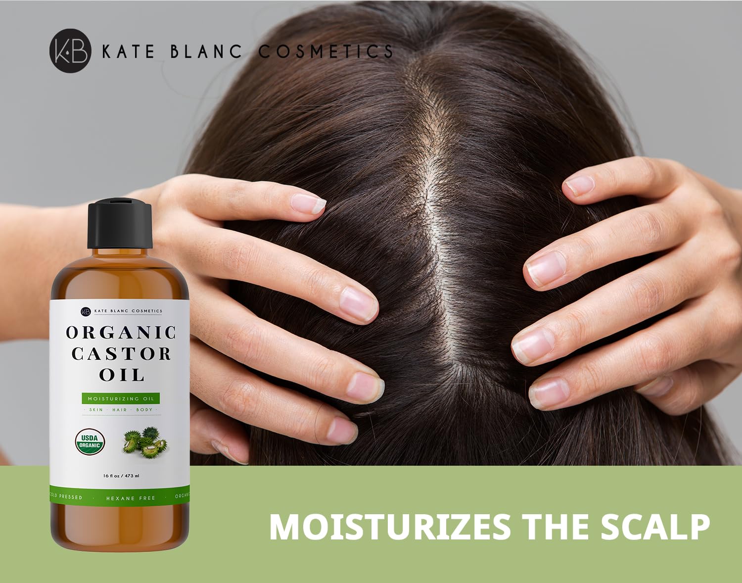 Kate Blanc Cosmetics Castor Oil 16oz - USDA Certified Organic. Cold-Pressed, 100% Pure, Hexane-Free. Promote Growth for Hair, Eyelashes, Eyebrows. Moisturizing For Dry Skin : Beauty & Personal Care