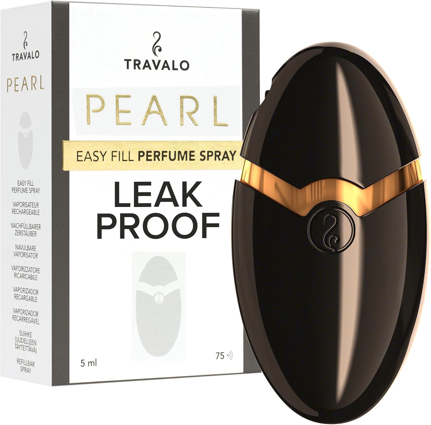 Travalo Perfume Pod Pearl Elegance - High Definition Mini Pump Spray - Portable Travel Perfume Atomizer - Tsa Approved, Leaf-Proof, Airtight - Reusable And Easy Fill - Dark Grey 1.7Oz