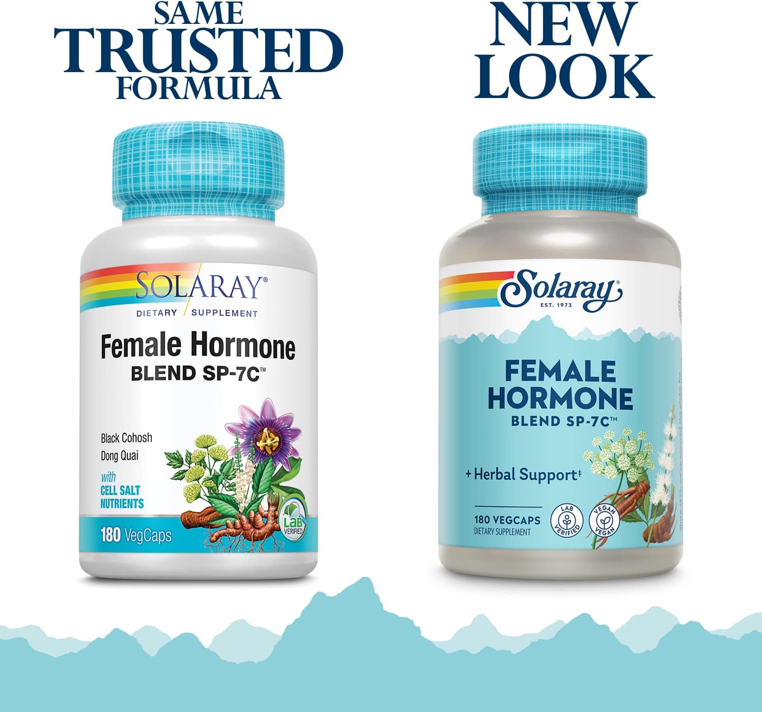 SOLARAY Female Hormone Blend SP-7C, Herbal Blend Includes Black Cohosh, Dong Quai, Passion ower, Saw Palmetto, Wild Yam & More 180 VegCaps