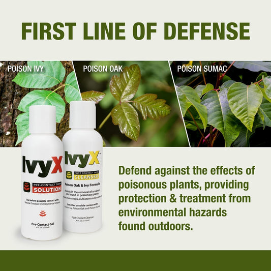 Coretex Ivy X Pre & Post Poison Ivy Treatment Combo Kit - 8Oz Bottles Of Rash Prevention & Treatment To Protect Against Itching - Also Works On Poison Oak & Sumac Oils