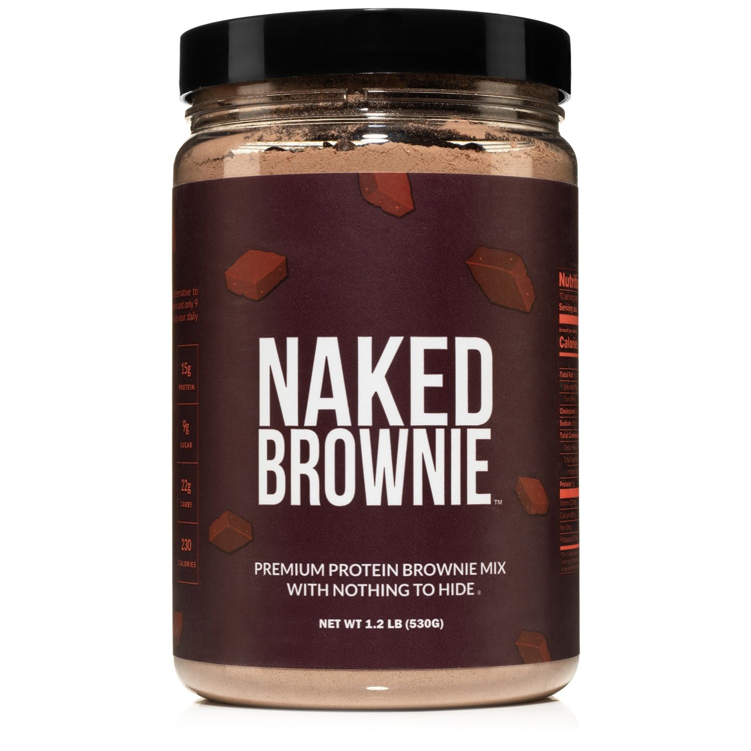 Naked Brownie - High Protein Brownie Mix, No Artificial Sweeteners, 15g Protein, Only 9g Sugar, Gluten Free, Non-GMO, No Soy - 1.2 LB