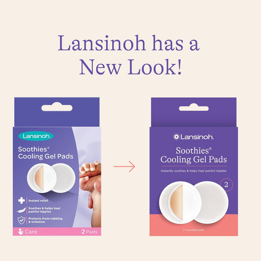 Lansinoh Soothies Cooling Gel Pads, Breastfeeding Essentials, Provides Cooling Relief For Sore Nipples, 2 Count (Pack Of 1)