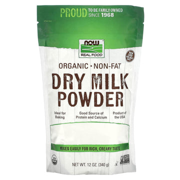 NOW Foods, Organic Non-Fat Dry Milk Powder with Protein and Calcium, Product of the USA, 12-Ounce (Packaging May Vary)