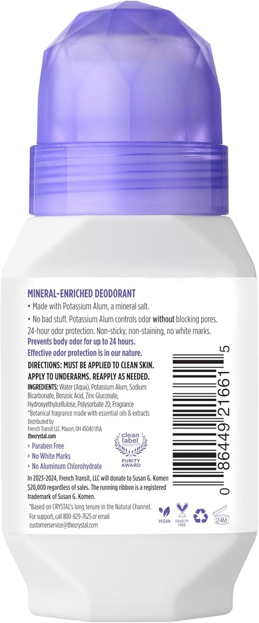 Crystal Essence Deodorant Roll-On, Lavender And White Tea 2.25 Fl. Oz