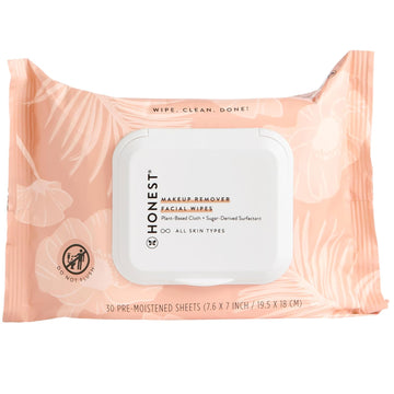 Honest Beauty Makeup Remover Facial Wipes | Ewg Verified, Plant-Based, Hypoallergenic | 30 Count