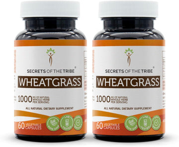 Secrets Of The Tribe Wheatgrass 60 Capsules(2 Pcs.), 1000 Mg, Wheatgrass (Triticum Aestivum) Dried Leaf (2X60 Capsules)