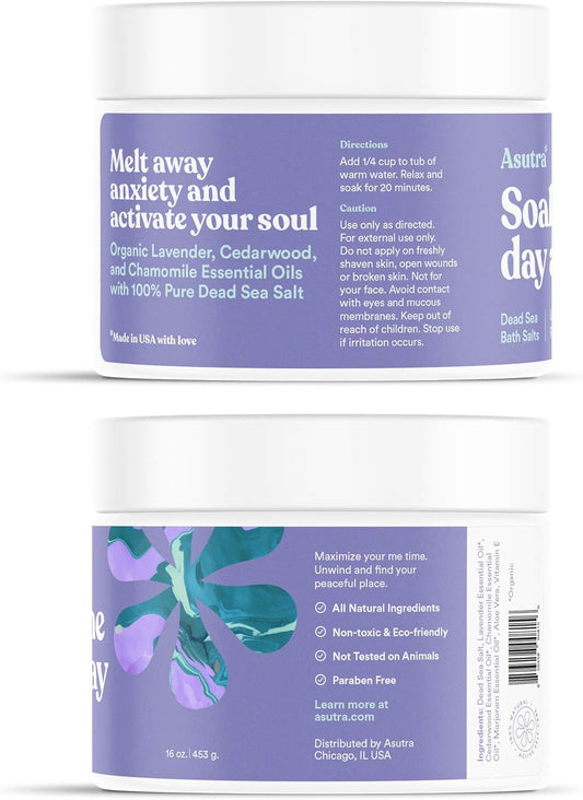 ASUTRA Dead Sea Bath Salts (Ultimate Relaxation), 16 oz | Relax & Unwind | Soak in Rich & Vital Healing Minerals | All Natural & Organic Cedarwood, Chamomile, Lavender, & Marjoram Essential Oils