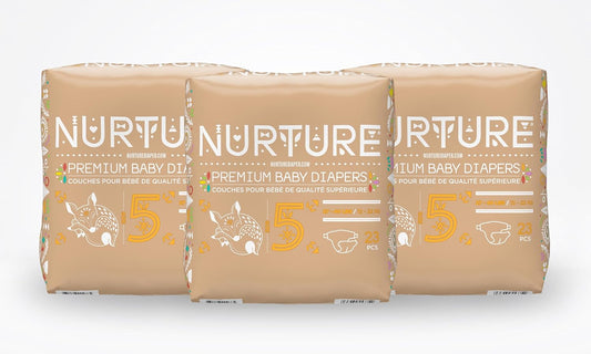 Nurture Diapers By Biobag, Size 5 (27-40 Pounds), 69 Premium Quality Baby Diapers, Chemical Free, Ultra Absorbent, Eco Friendly, Hypoallergenic