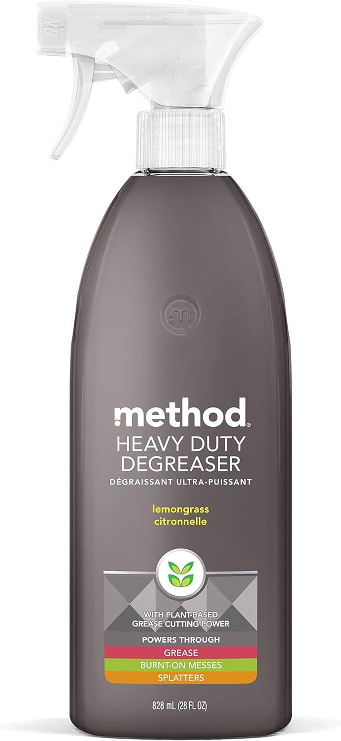 Method Heavy Duty Degreaser, Lemongrass Scent, Oven Cleaner & Stove Top Cleaner, 28 Oz Spray Bottle (Pack of 1),(Packaging may vary)