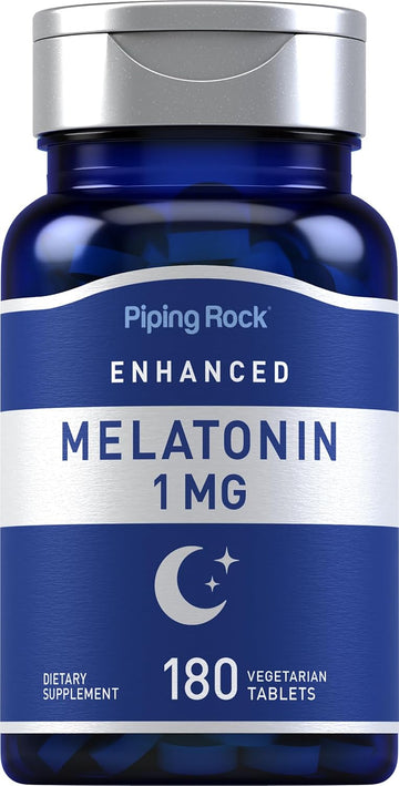 Piping Rock Melatonin 1 mg | 180 Vegetarian Tablets | Gluten Free, Non-GMO Supplement