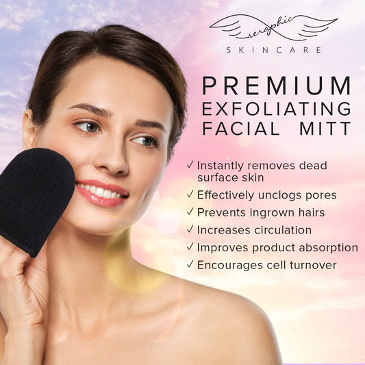 Seraphic Skincare Korean Exfoliating Mitt - Facial Exfoliating Scrub, Exfoliator Gloves - Face Cleaning Mitten, Self Exfoliator Glove - Chemical-Free Exfoliation, Dead Skin Remover