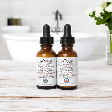 Anti-Aging Skin Care Set, Day & Night Face Serums Non Toxic Organic -Hyaluronic Acid Serum Vitamin A - Face Natural Moisturizer Anti Aging Hydrating - Niacinamide, Vit A, C & E 1Oz Each