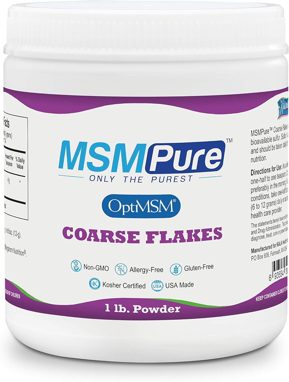 Kala Health Msmpure Coarse Powder Flakes, Organic Sulfur Crystals, 99.