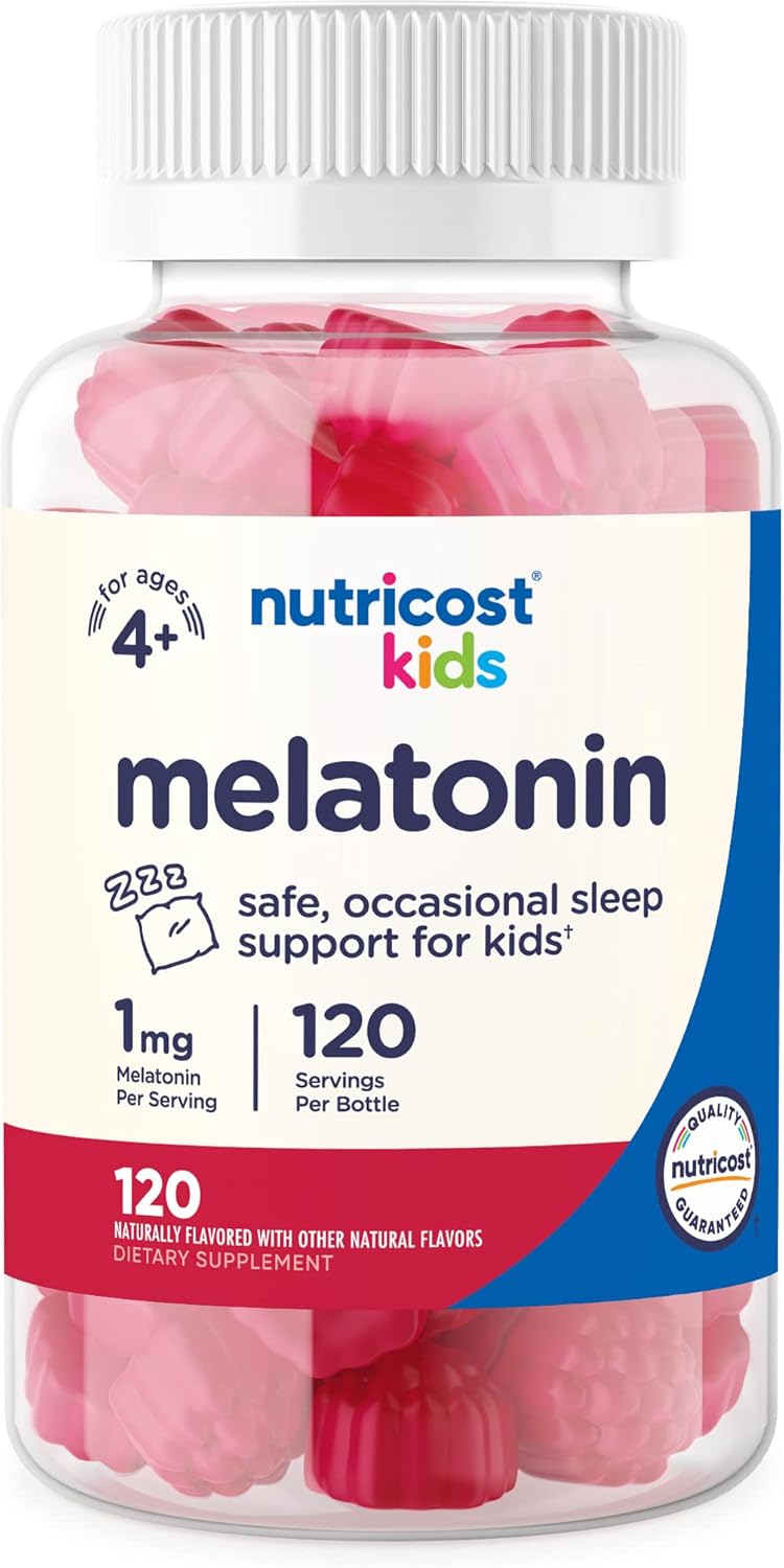 Nutricost Kids Melatonin Gummies 1mg, 120 Gummies, Strawberry avored