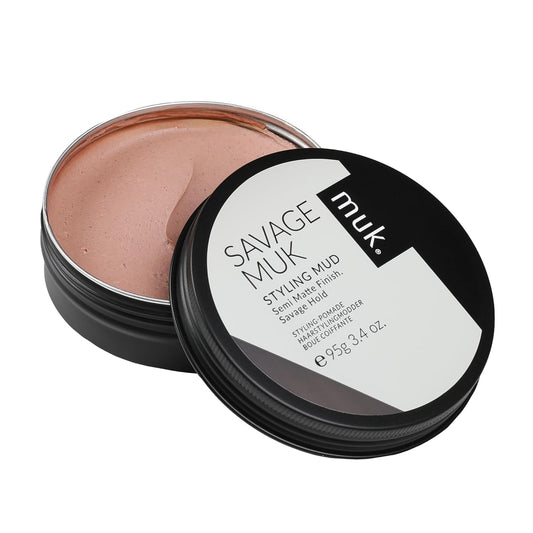Muk. Savage Hair Styling Mud For Medium To Coarse Hair - Semi Matte Flexible Hold With Humidity Resistance. Water Soluble Hair Mud For Texture, Volume & Extreme Styling Mud. Never Flakes, 95G