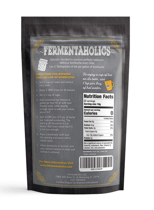 Fermentaholics Usda Certified Organic Kombucha Tea Blend 4 Oz | Makes 11 Gallons | Kosher Certified | Organic Black And Green Tea Blend | Loose Leaf