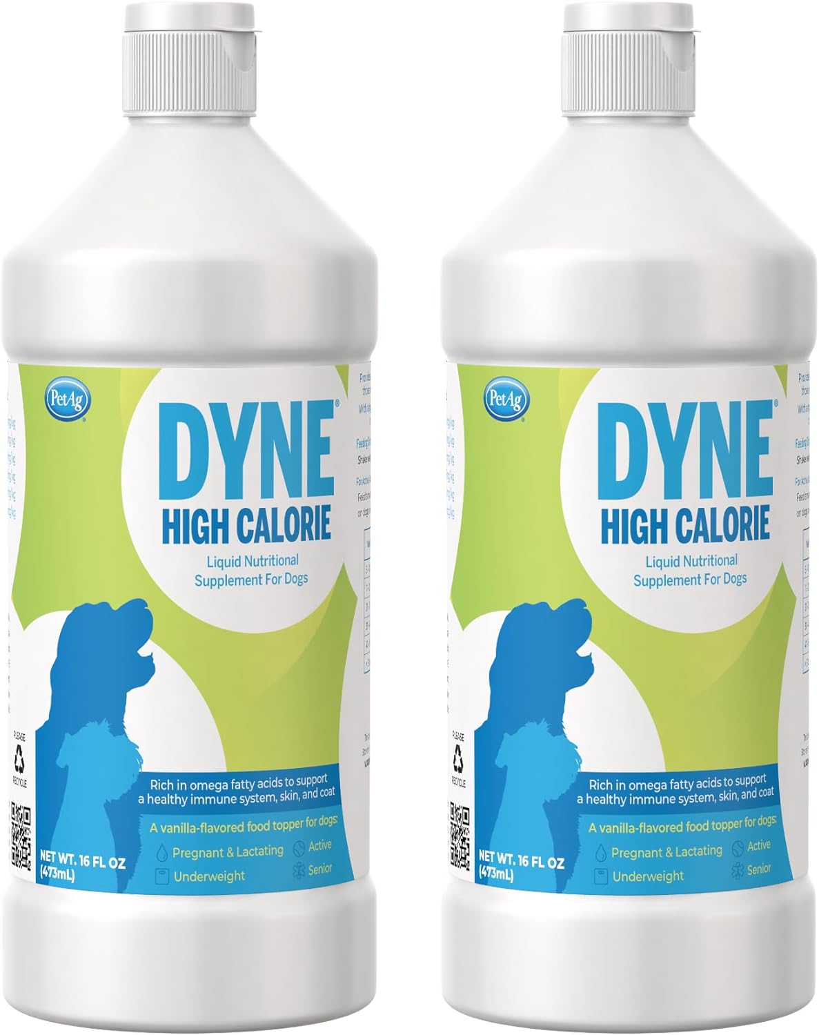 Pet-Ag Dyne High Calorie Liquid Nutritional Supplement For Dogs & Puppies 8 Weeks And Older - 16 Oz, Pack Of 2 - Supports Performance And Endurance - Sweet Vanilla Flavor