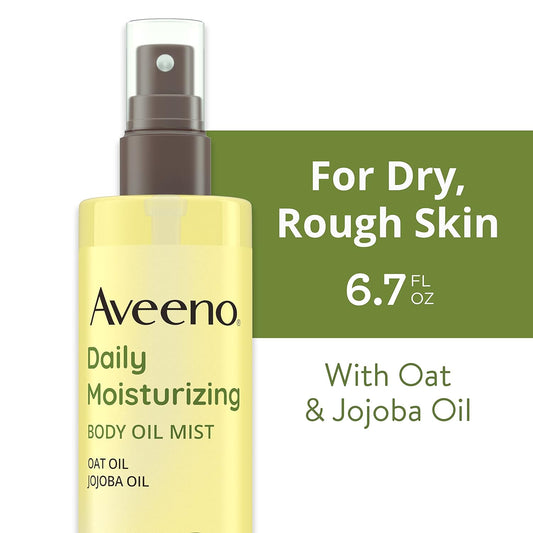 Aveeno Daily Moisturizing Dry Body Oil Mist With Oat And Jojoba Oil For Dry, Rough Sensitive Skin, Nourishing & Hypoallergenic Body Spray, Paraben-, Silicone- & Phthalate-Free, 6.7 Fl. Oz