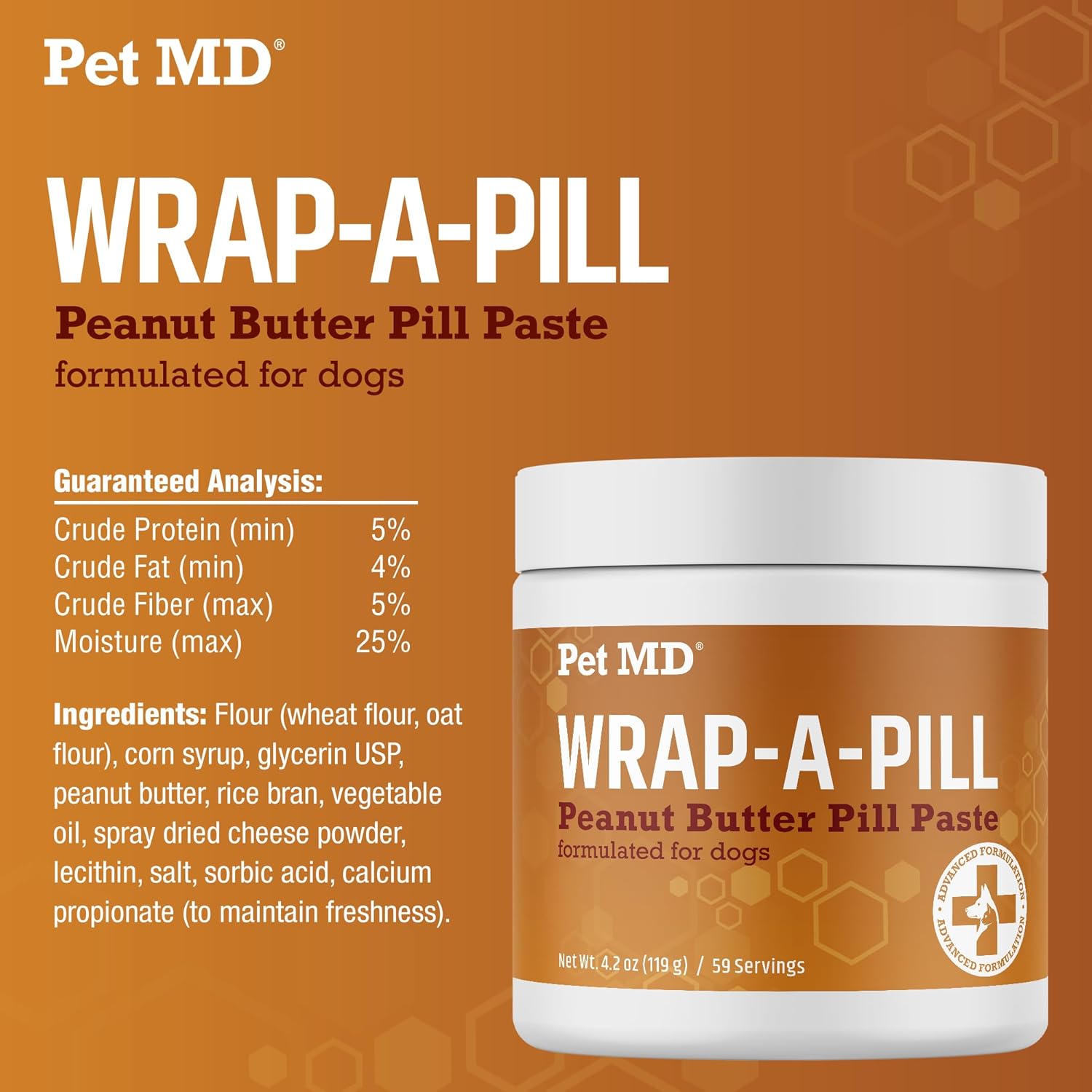 Pet MD Wrap A Pill Peanut Butter Flavored Pill Paste for Dogs - Make a Pocket to Hide Pills and Medication for Pets - 59 Servings : Pet Supplies