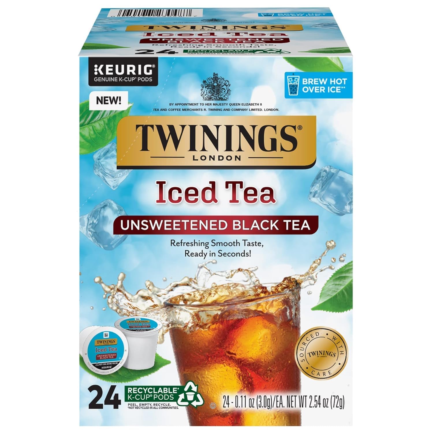 Twinings Iced Tea Unsweetened Black Tea K-Cup Pods For Keurig, Caffeinated, Refreshing, Smooth, Black Tea, 24 Count (Pack Of 1)