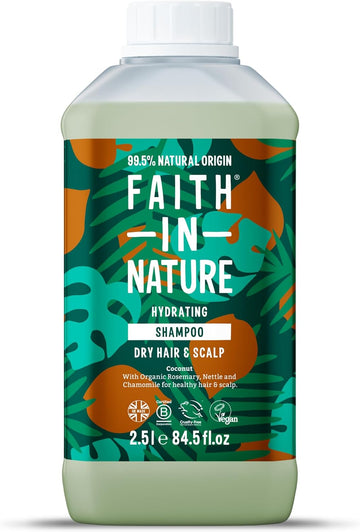 Faith In Nature Organic Coconut Shampoo, Hydrating For Dry Hair & Scalp, Vegan & Cruelty Free, No Sls, Silcones Or Parabens, 2.5L Refill