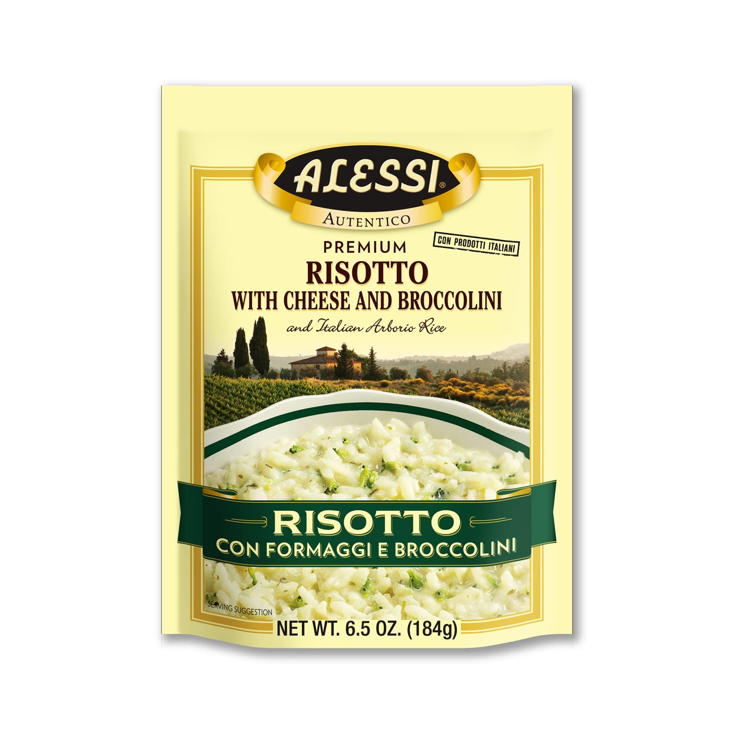 Alessi Autentico, Premium Seasoned Risotto, Italian Arborio Rice, Easy to Prepare, 6.5 Ounce (Cheese & Broccolini, Pack of 6)