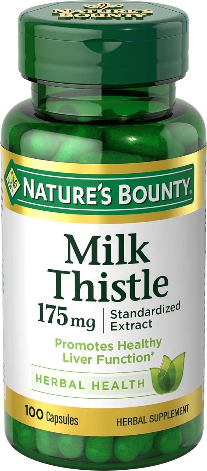 Nature'S Bounty Milk Thistle, Herbal Health Supplement, Supports Liver Health, 175Mg, 100 Softgels