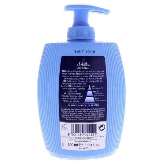Felce Azzurra Original - The Timeless Essence Liquid Soap - Exclusive And Moisturising Formula - Gently Cleanses Skin - Respects Its Natural Balance - Makes It Suitable For Hands And Face - 10.14 Oz