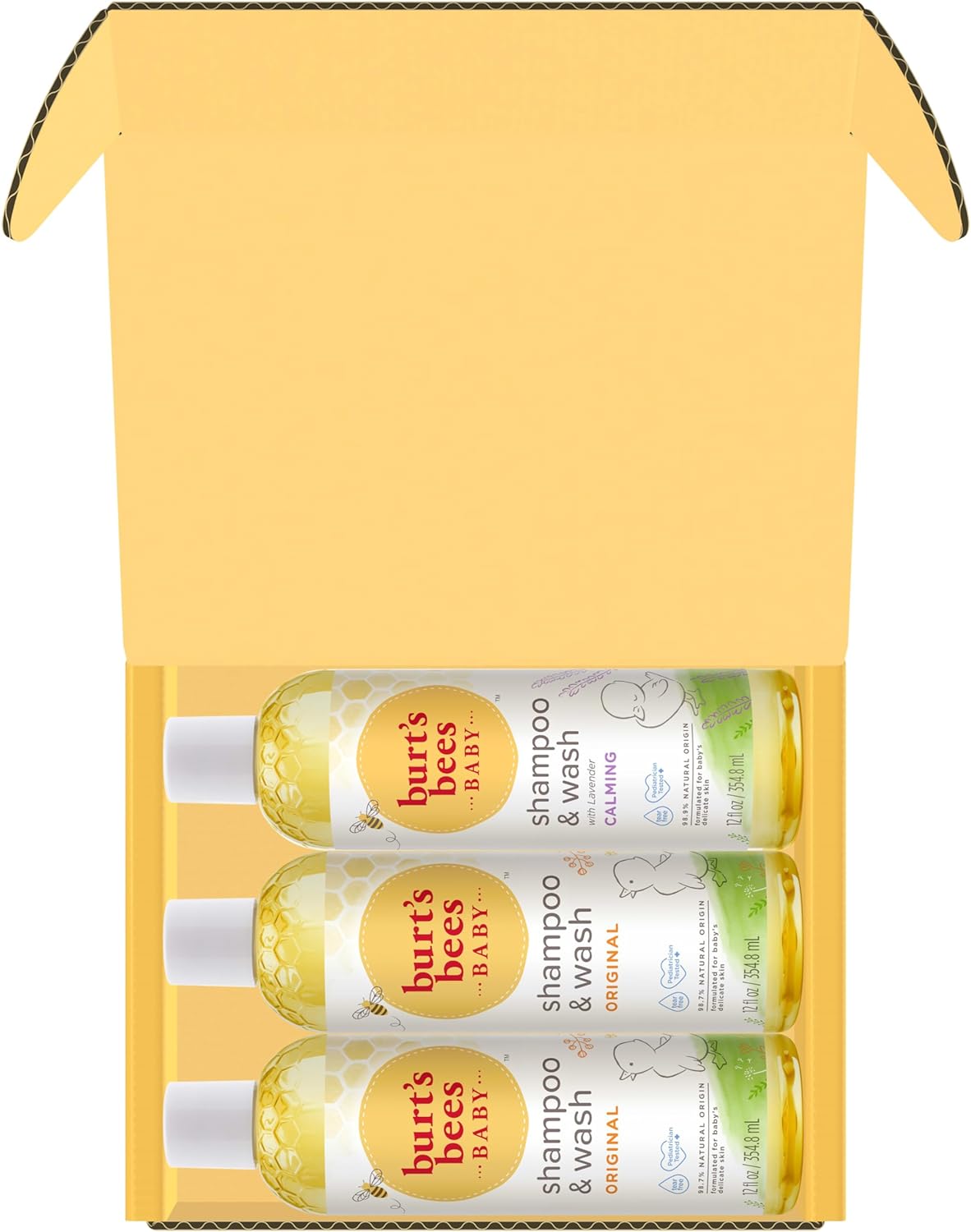 Burt’s Bees Baby Shampoo and Wash 3-Pack, 2 Original and 1 Calming with Lavender, 12 Fl Oz Each : Baby