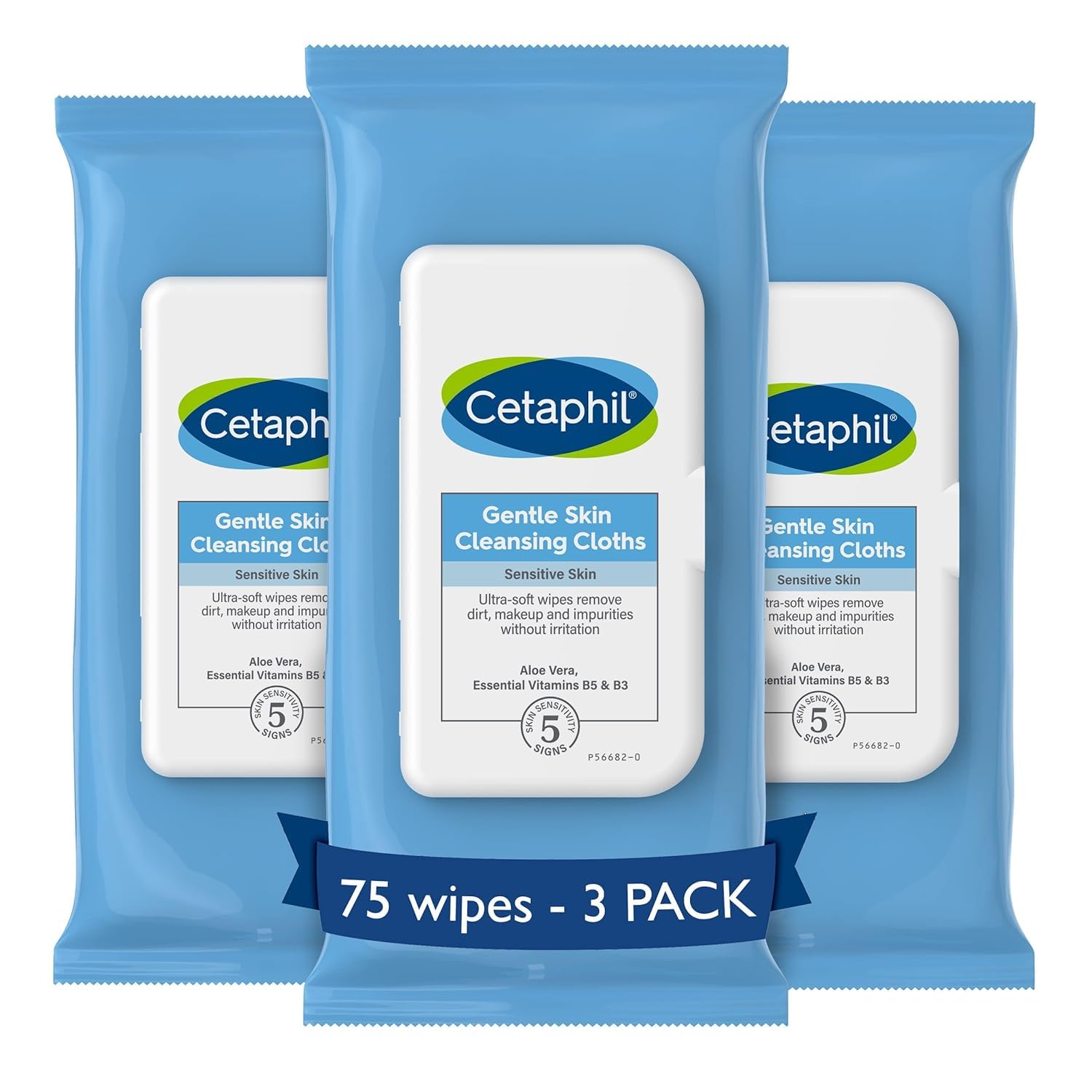 Cetaphil Face And Body Wipes, Gentle Skin Cleansing Cloths, 25 Count (Pack Of 3), For Dry, Sensitive Skin, Flip Top Closure, Great For The Gym, Travel, In The Car, Hypoallergenic, Fragrance Free