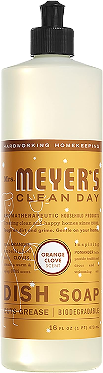 Mrs. Meyer's Kitchen Set Dish Soap | Hand Soap | Multi-Surface Cleaner, 3 CT (Orange Clove)