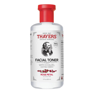 Thayers Alcohol-Free Rose Petal Witch Hazel Facial Toner For Glowing Skin, Soothing, Hydrating, Refreshing Toner For Normal And Combination Skin, 12Oz