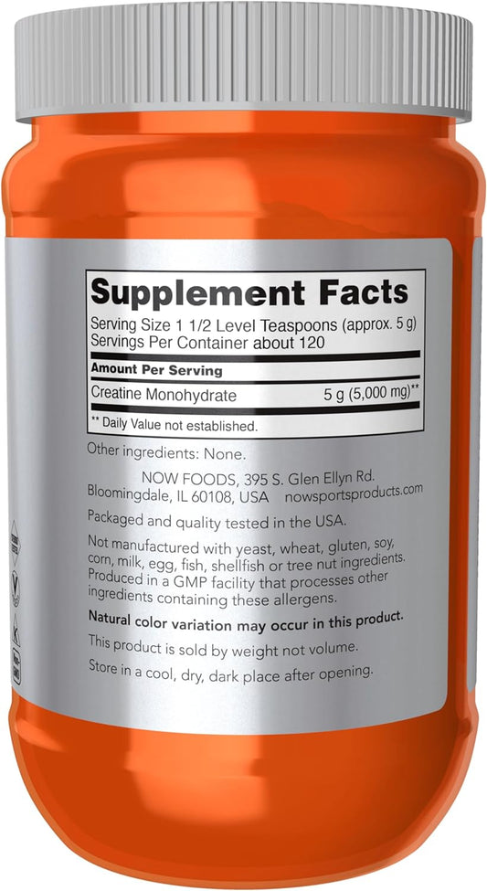 NOW Sports Nutrition, Creatine Monohydrate Powder, Mass Building*/Energy Production*, 21.2-Ounce